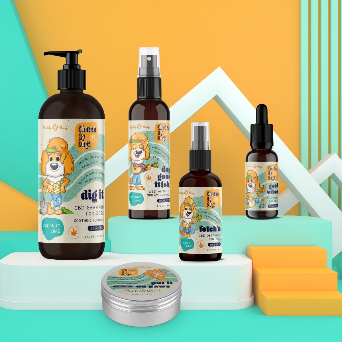 Products Group Shot of Chosen By Dogs CBD for Dogs